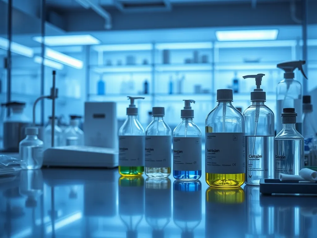 Professional laboratory set with eco-friendly cleaning solut